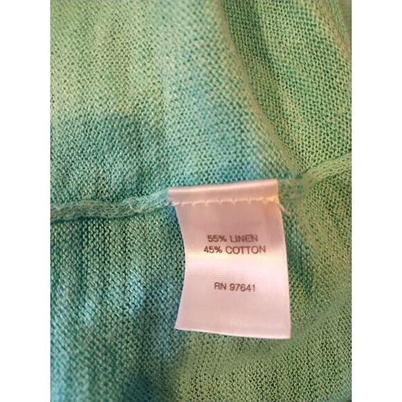 J Jill Sweater Womens Large Turquoise Blue Scoop Neck Linen Cotton Pullover Top - Picture 6 of 6